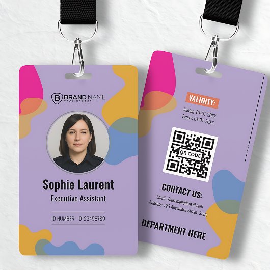 Colorful Organic Shapes Purple ID Card Ausweis