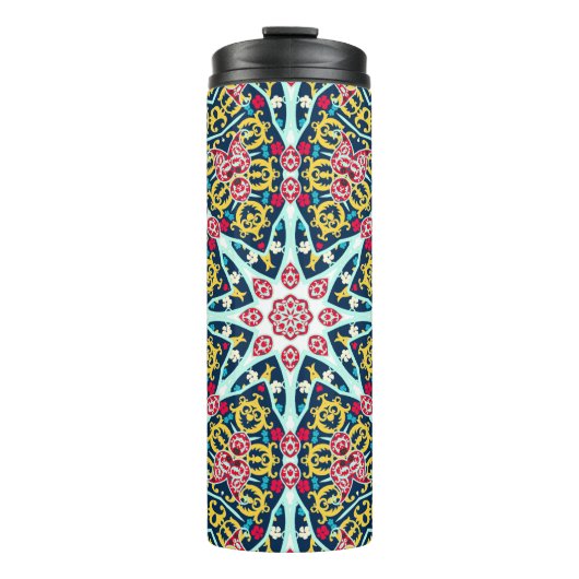 Colorful Ornamental Rosette Mandala Art Thermosbecher (Vorderseite)