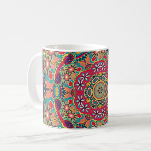 Colorful Ornate Kaleidoscope Mandala Pattern Kaffeetasse (Vorderseite Links)