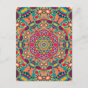 Colorful Ornate Kaleidoscope Mandala Pattern Postkarte