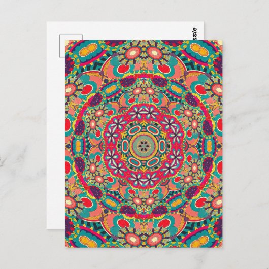 Colorful Ornate Kaleidoscope Mandala Pattern Postkarte (Vorne/Hinten)