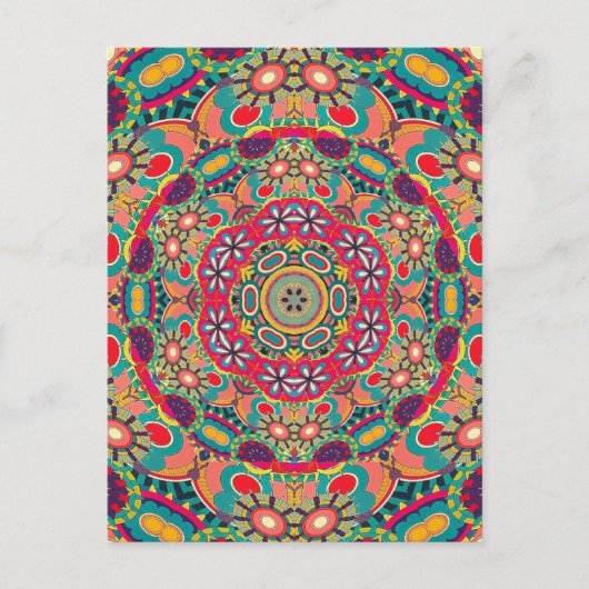 Colorful Ornate Kaleidoscope Mandala Pattern Postkarte (Vorderseite)
