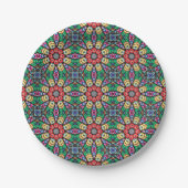 Colorful Ornate Kaleidoscope Pattern Elegant Pappteller (Vorderseite)