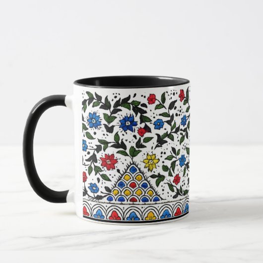 Colorful Ottoman Floral Pattern Wrap-Around Coffee Tasse (Links)