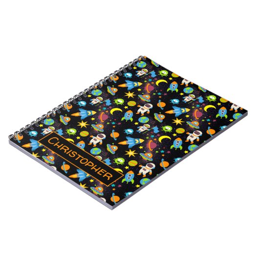 Colorful Outer Space Astronaut Rockets Notizblock (Linke Seite)