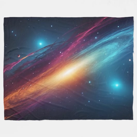 Colorful Outer Space Cosmic Nebula Abstract Fleecedecke (Vorderseite (Horizontal))