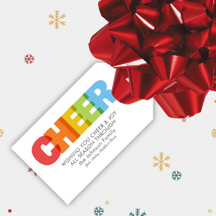 Colorful Overlapping CHEER Christmas Wish Geschenkanhänger