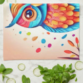 Colorful Owl Branch Art Geschirrtuch (Gefaltet)