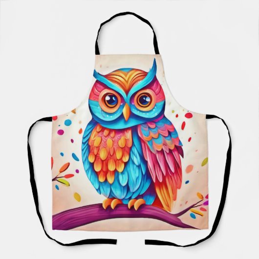 Colorful Owl Branch Art Schürze (Vorderseite)