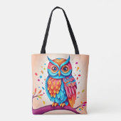 Colorful Owl Branch Art Tasche (Rückseite)