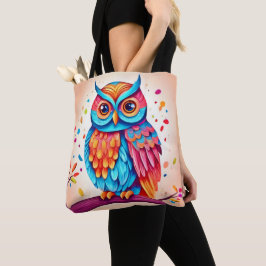 Colorful Owl Branch Art Tasche