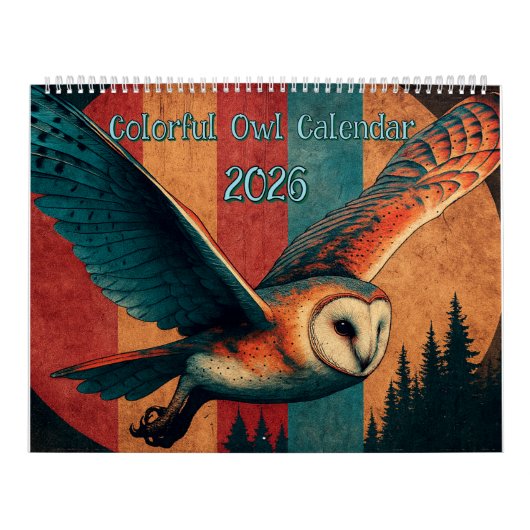 Colorful Owl Calendar 2026 Kalender