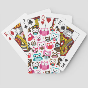 colorful owl pattern spielkarten