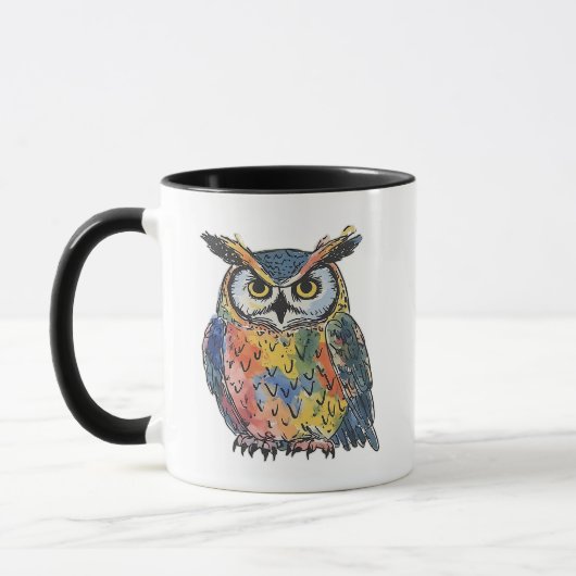 Colorful Owl Watercolor Tasse (Links)