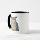Colorful Owl Watercolor Tasse (Vorderseite Links)
