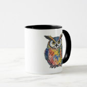 Colorful Owl Watercolor Tasse (VorderseiteRechts)