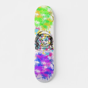 Colorful Paint Splash Cat Skateboard