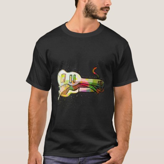 Colorful Paint Splash Kitten Cat Guitar T-Shirt (Vorderseite)