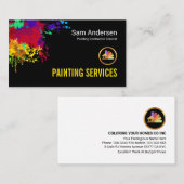Colorful Paint Splatter Home Painter Service Visitenkarte (Vorne/Hinten)
