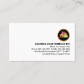 Colorful Paint Splatter Home Painting Painter Visitenkarte (Rückseite)