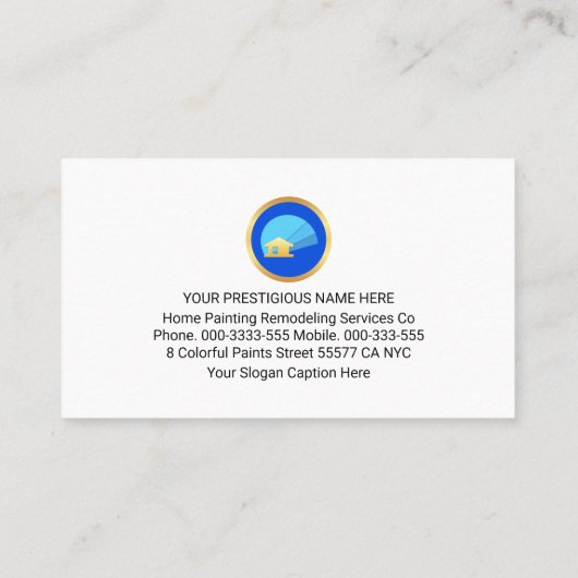 Colorful Paint Splatter Home Painting Visitenkarte (Rückseite)