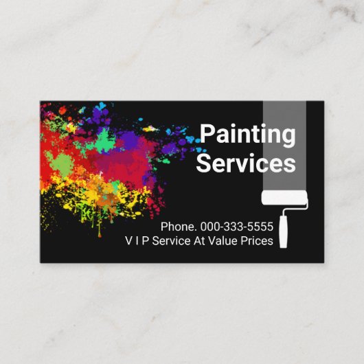 Colorful Paint Splatter Home Painting Visitenkarte (Vorderseite)