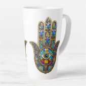 Colorful Painted Gold Hamsa Sapphire Third Eye Milchtasse (Rechte Ecke)