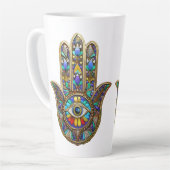 Colorful Painted Gold Hamsa Sapphire Third Eye Milchtasse (Linke Ecke)