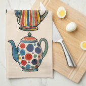 Colorful Painterly Teapot Towel Geschirrtuch (Viertel Falte)