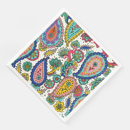 Colorful Paisley Abstrakt Groovy Serviette (Ecke)