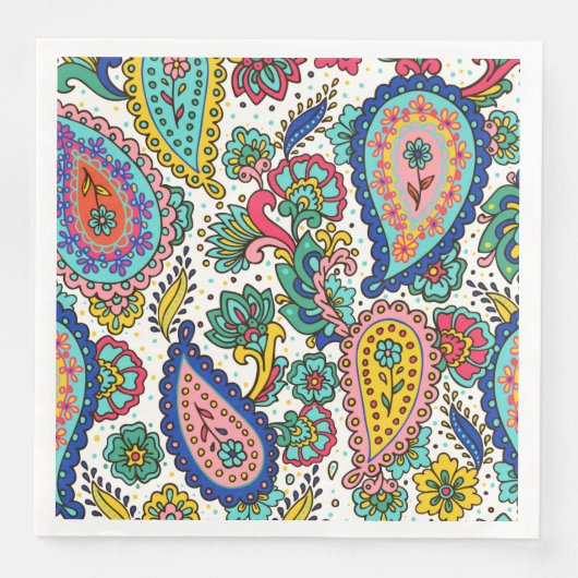 Colorful Paisley Abstrakt Groovy Serviette (Vorderseite)