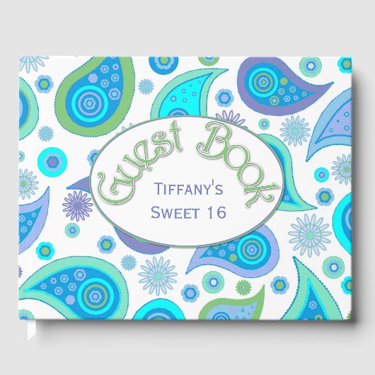 Colorful Paisley All Purpose Custom Guest Book Gästebuch (Vorderseite)