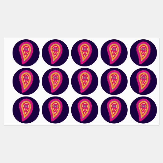Colorful Paisley Etiketten (Blatt)