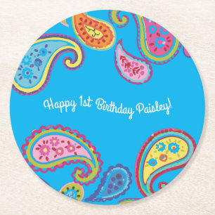 Colorful Paisley Kindergeburtstag Party Runder Pappuntersetzer