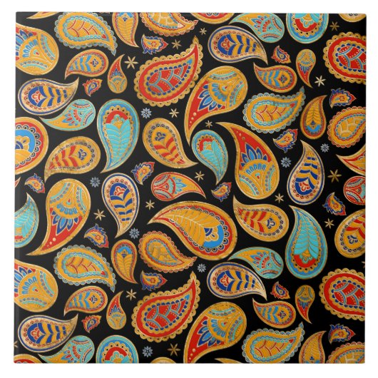 Colorful Paisley Pattern Fliese (Vorderseite)