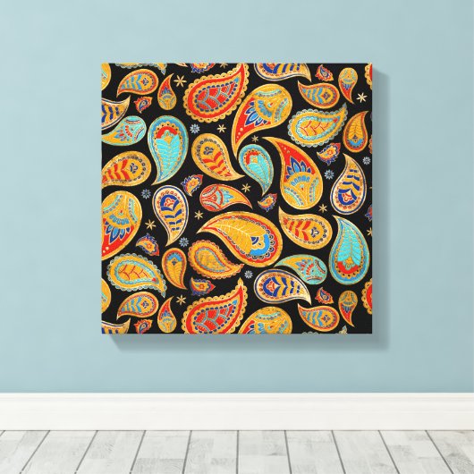 Colorful Paisley Pattern Leinwanddruck (Insitu (Holzboden))