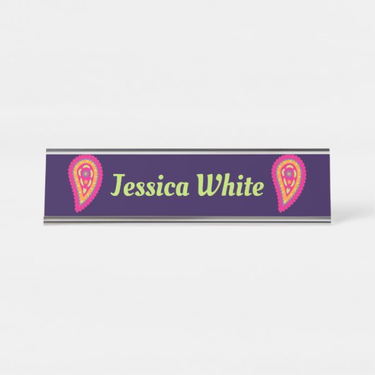 Colorful Paisley Schreibtischnamensplakette (Vorderseite )