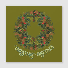 Colorful Paisley Wreath on Green Christmas Card Magnetkarte