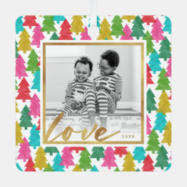 Colorful Paper Christmas Trees Kids Photo Ornament Aus Metall