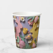 Colorful Paper Cut Bunny & Easter Eggs Party Pappbecher (Rückseite)
