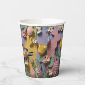 Colorful Paper Cut Bunny & Easter Eggs Party Pappbecher (Links)