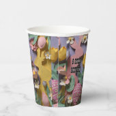 Colorful Paper Cut Bunny & Easter Eggs Party Pappbecher (Rechts)