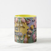 Colorful Paper Cut Bunny Personalized Easter Combo Tasse (Zentrum)