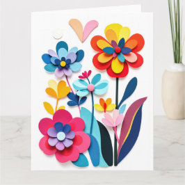 Colorful Paper Cut Flowers Joyful Botanical Karte