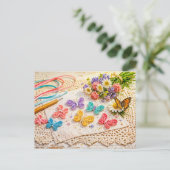 Colorful Paper Quilling Butterflies with Spring Cr Postkarte (Stehend Vorderseite)
