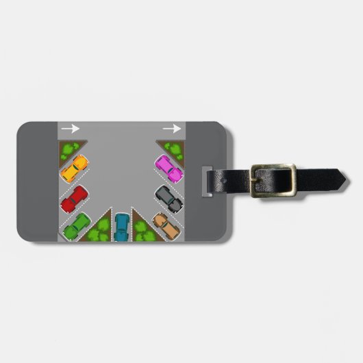 Colorful Parking Lot Overhead View Car Enthusiast Gepäckanhänger (Vorderseite horizontal)