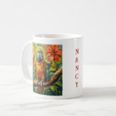 Colorful Parrot and Tropical Flower Personalized Kaffeetasse (Vorderseite Links)
