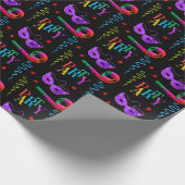 Colorful Party Masks Celebration Collage Black Geschenkpapier (Ecke)
