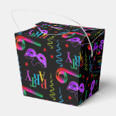 Colorful Party Masks Celebration Collage Black Geschenkschachtel (Rückseite)
