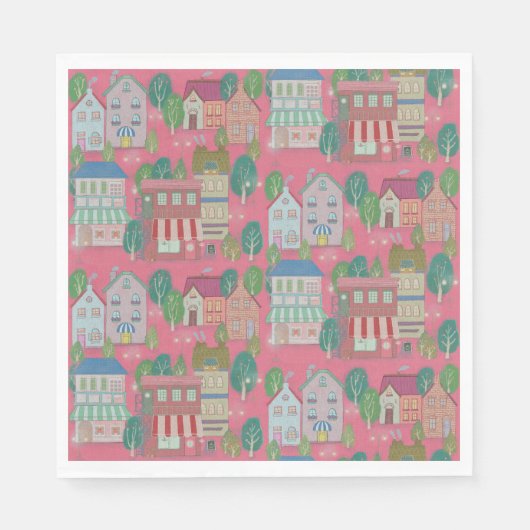 Colorful Party Paper Napkin — Strawberry Sherbet Serviette (Vorderseite)